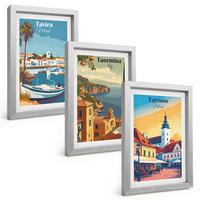 BILDER SET 3er Set - 20x30 cm Silberner Rahmen - Ansichten von Küstenstädten - Silberfarben, Kunststoff (20/30cm) - TULUP