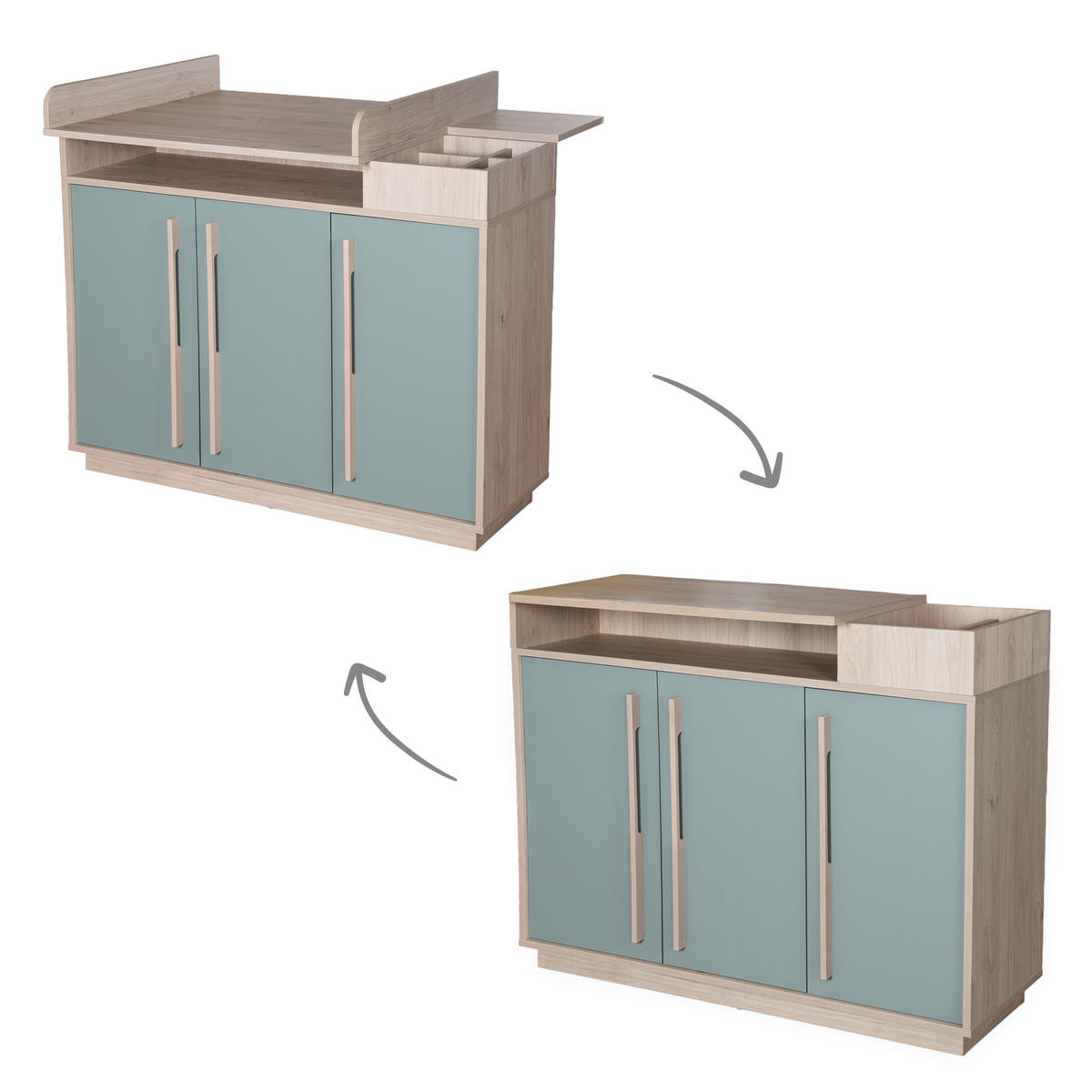 WICKELKOMMODE Selva - Grün, Holz (118/103/77cm) - Roba