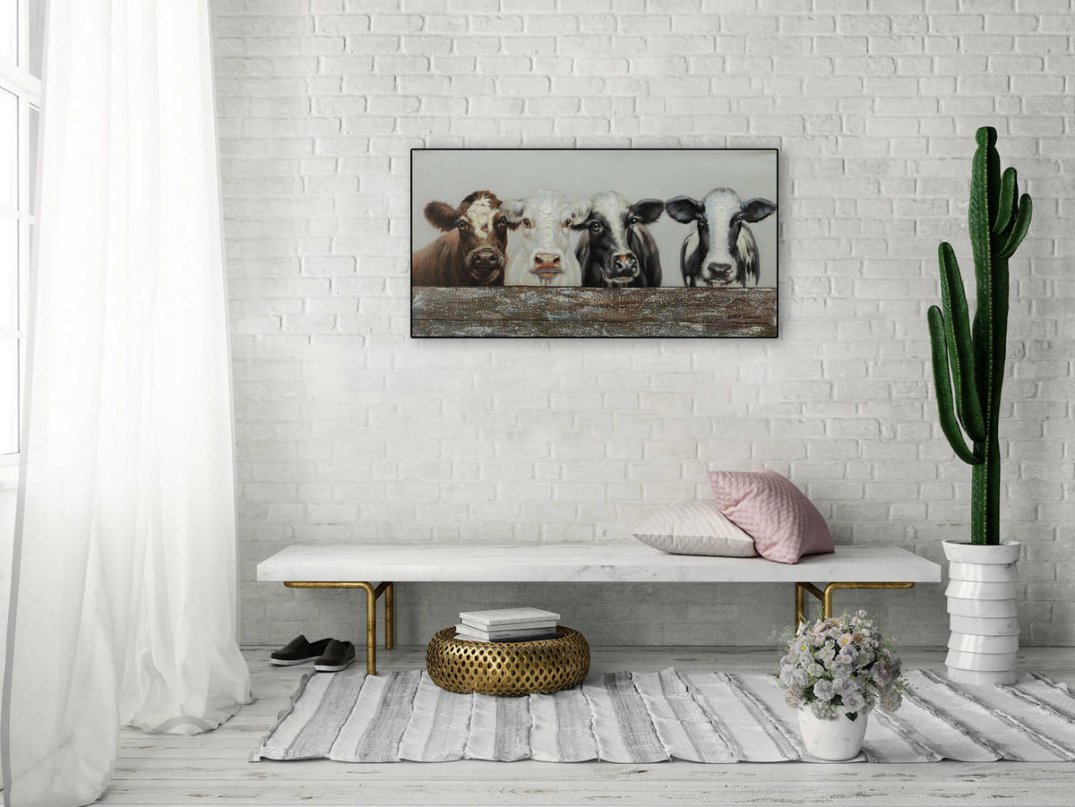 ÖLGEMÄLDE 100/50 cm - Schwarz/Weiß, Holz/Textil (1.5/50cm) - KUNSTLOFT