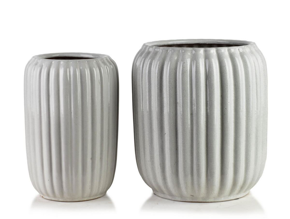 BLUMENTOPF Neva 3er Set Weiß 40/40/44 cm Keramik - Weiß, Keramik (40/44/40cm) - Mondex