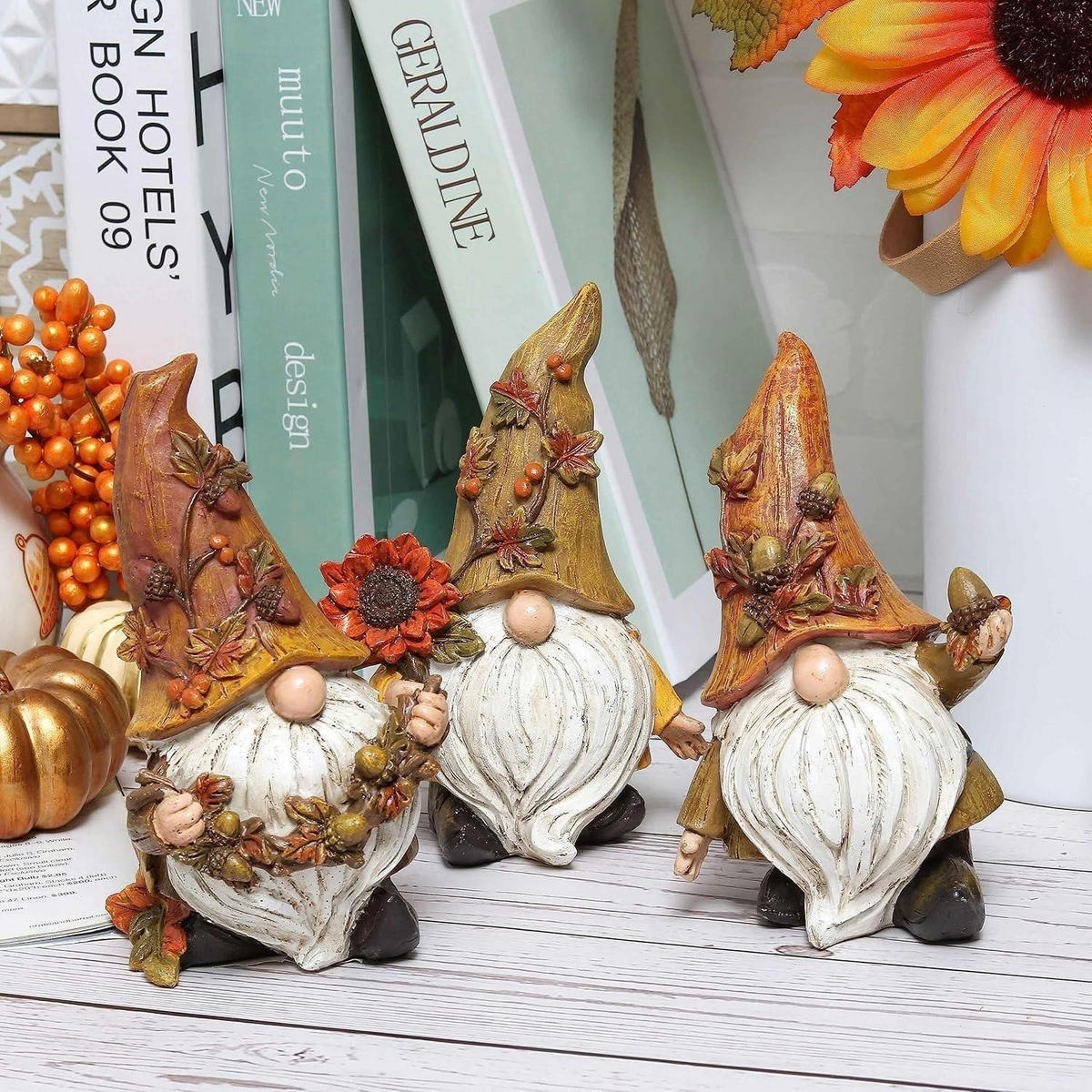 HERBSTDEKO Figuren 3er Set Kunstharz Zwerge 15 cm - Multicolor, Kunststoff (1/1/1cm)