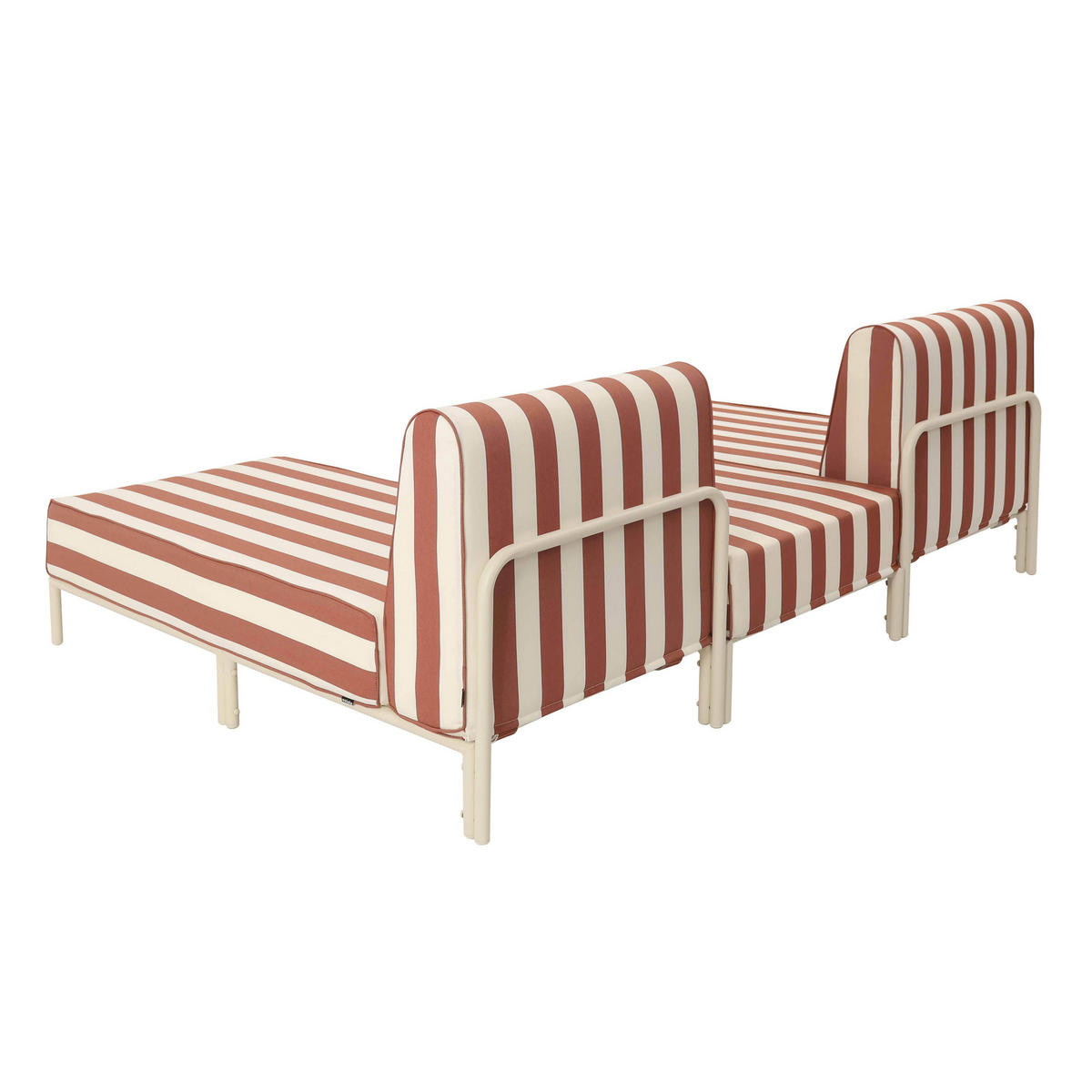 GARTENSOFA mit 3 Sitzplätzen, Terrakotta - Rot, Textil (128/78/144cm) - Oviala