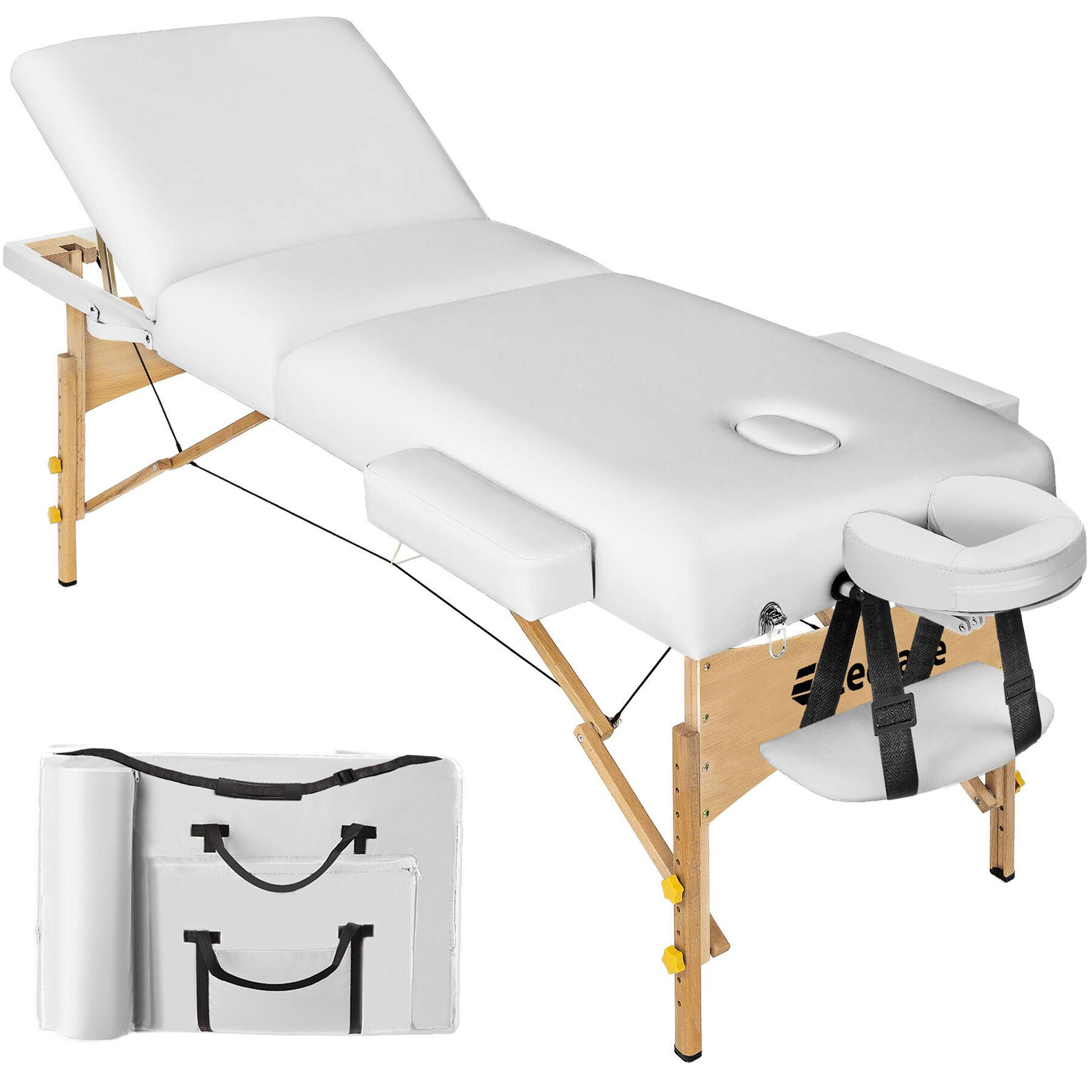 MASSAGELIEGE 3 Zonen Somwang,218 x 102 x 90 cm,weiß - Weiß, Holz (102/90/218cm) - tectake