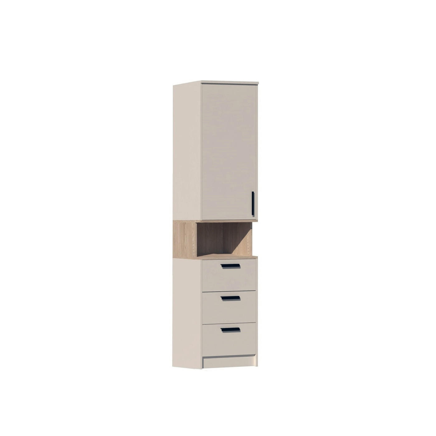 MEHRZWECKSCHRANK GRANT G6/C GRAUBEIGE CASHMERE 52/195/40 - Kaschmir/Schwarz, Holzwerkstoff/Kunststoff (52/195/40cm) - Marmex Möbel