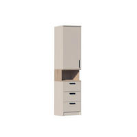 MEHRZWECKSCHRANK GRANT G6/C GRAUBEIGE CASHMERE 52/195/40 - Kaschmir/Schwarz, Holzwerkstoff/Kunststoff (52/195/40cm) - Marmex Möbel