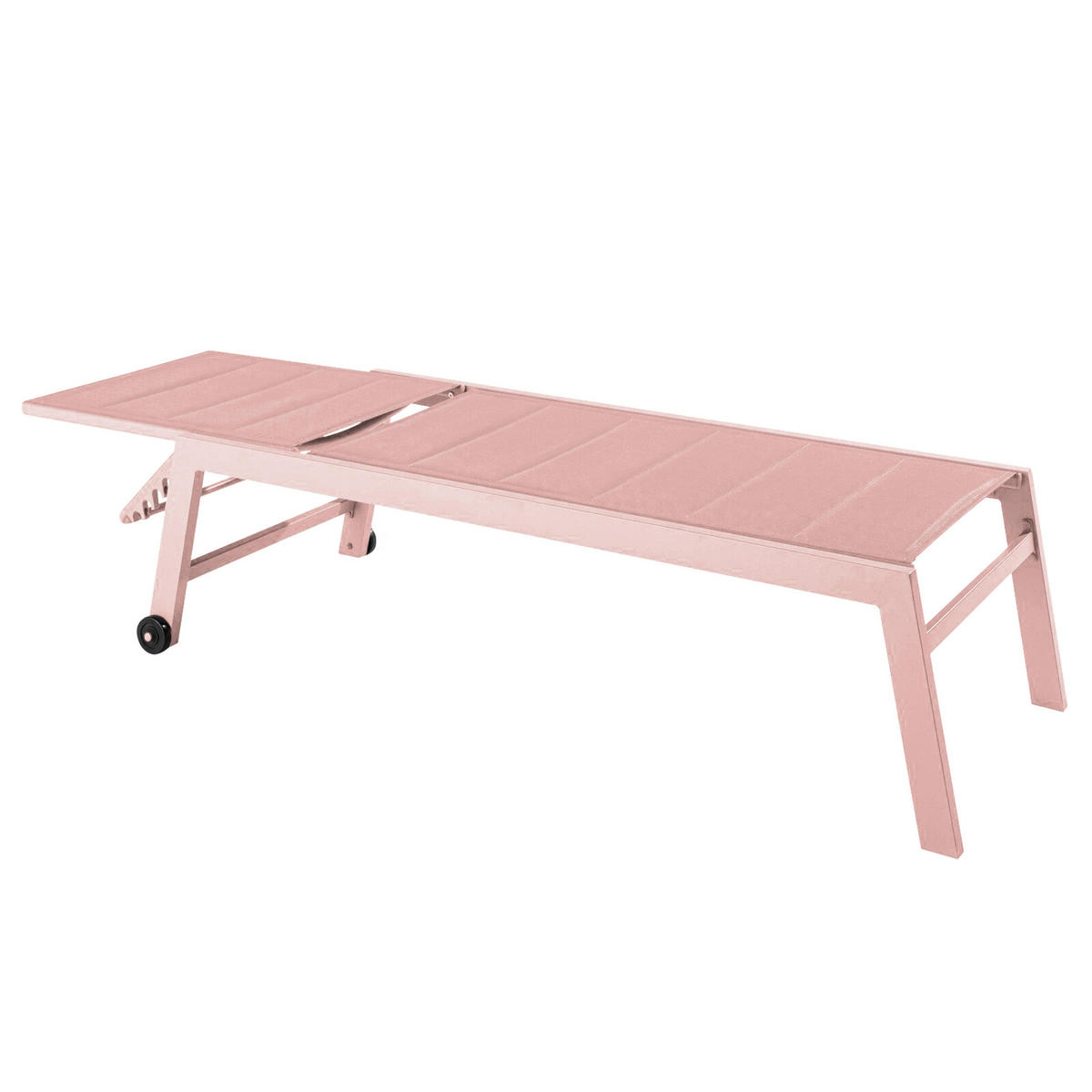 SONNENLIEGE 2-tlg., Puderrosa - Pink, Metall (169/103/65cm) - Oviala