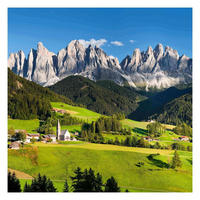 FOTOTAPETE Geislerspitzen in Südtirol 240/240 cm - Grün, Papier (240/240cm) - Bilderwelten