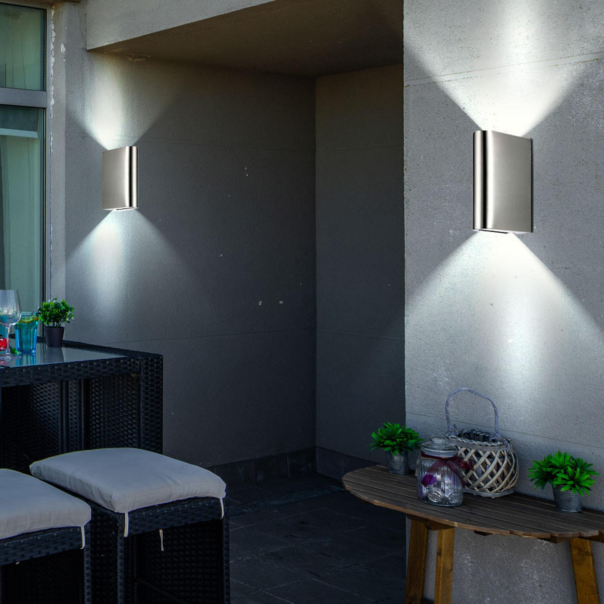 LED AUSSEN-WANDLAMPE Edelstahl Silber - Silberfarben, Glas (20/7.5/11cm)