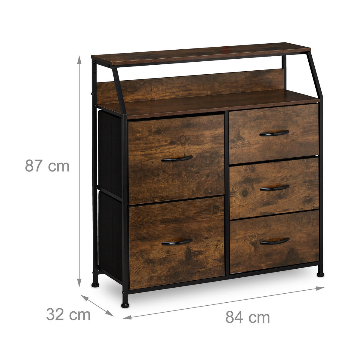 KOMMODE - Multicolor, Holz/Holzwerkstoff (84/87/32cm) - Relaxdays