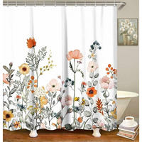 DUSCHVORHANG Stoff mit Haken Muster floral Badezimmer modern maschinenwaschbar 180 x 200 cm - Multicolor, Textil (180/200cm) - MCBOSON