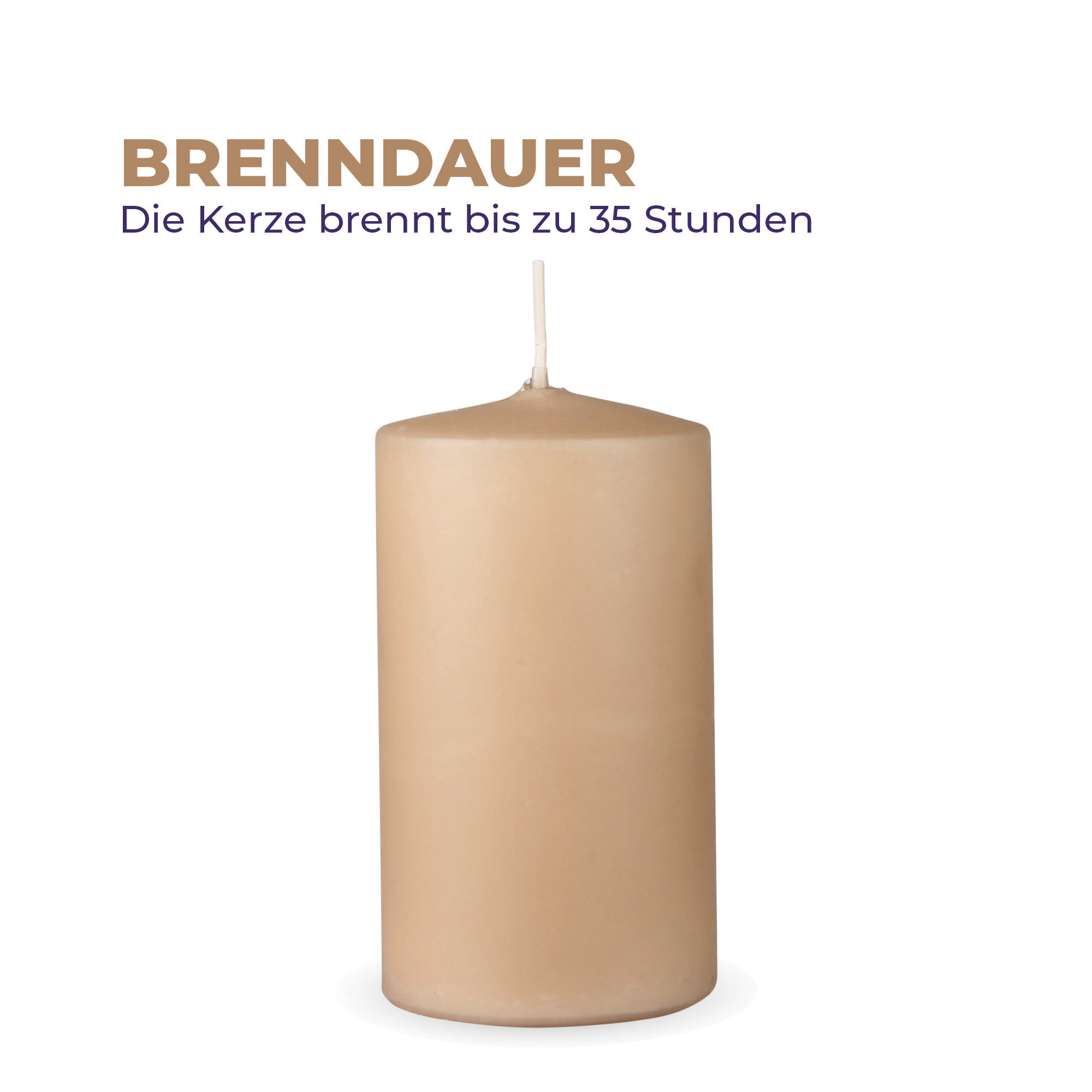 STUMPENKERZEN "Beige", Größe Ø7cm x Höhe: 12 cm - Beige, Naturmaterialien (7/12cm) - HS Candle