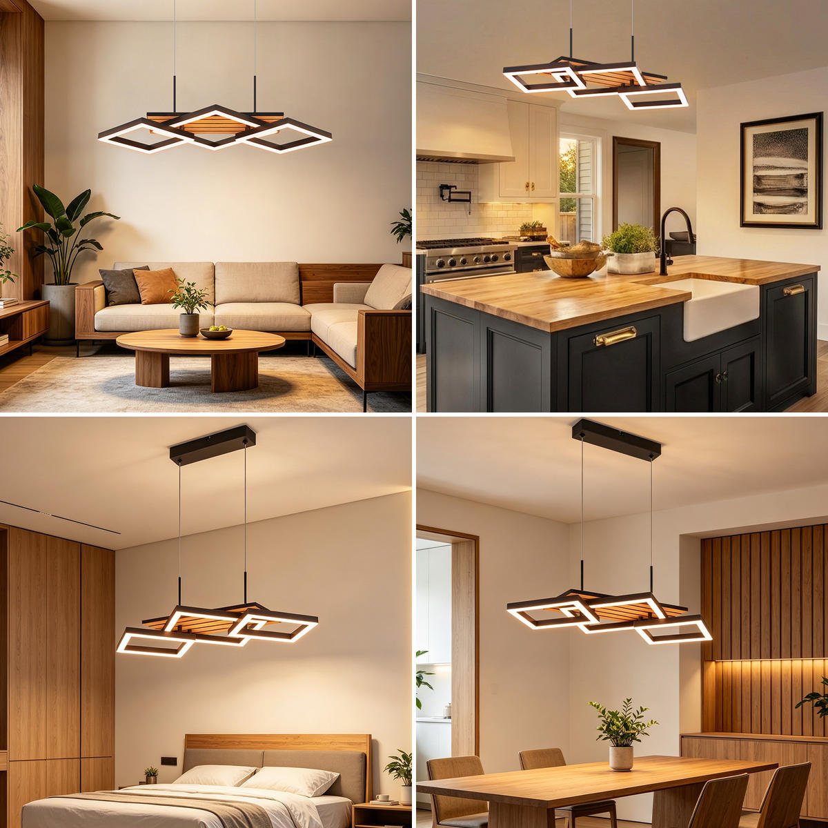 LED PENDELLEUCHTE Vespric 58/31/141 cm - Schwarz, Kunststoff/Metall (58/31/141cm) - ZMH