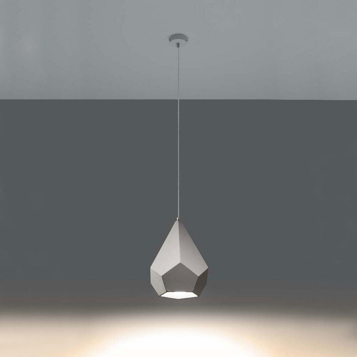 PENDELLEUCHTE Keramik Weiß Diamantform - Weiß, Keramik (30/16.5/130cm)