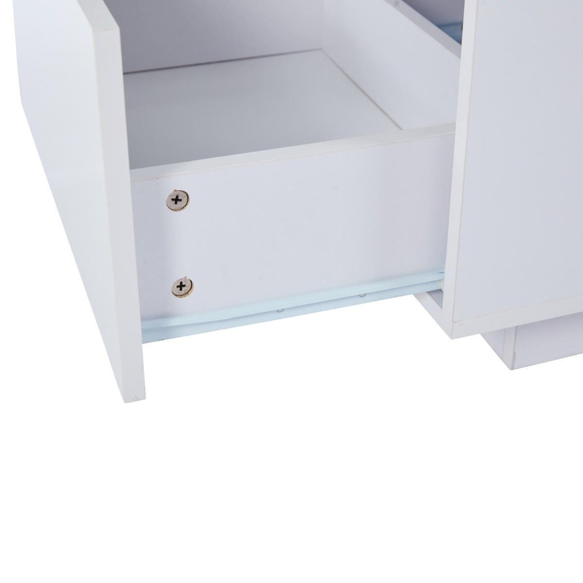 COUCHTISCH 100/50/35 cm weiß aus MDF mit LED und Schubladen - Weiß, Holzwerkstoff (100/50/35cm) - OKMYHOME