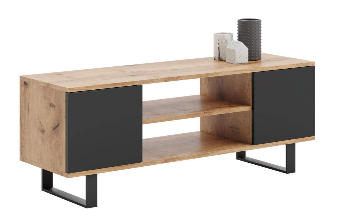LOWBOARD Focus - Eichefarben/Schwarz, Holzwerkstoff (40/49/155cm) - RAUMHIRSCH FURNITURE