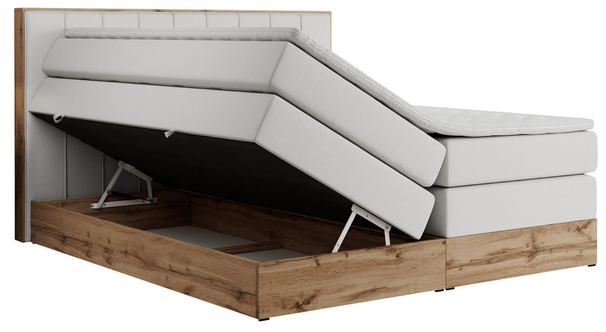 BOXSPRINGBETT BELLISSIMO KING 160/200 Weiß Kunstleder - H3 - Weiß, Holz/Textil (160/200cm) - MKS