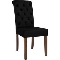 STUHL Samt Schwarz - Walnussfarben/Schwarz, Holz/Textil (45/98/63cm) - CLP