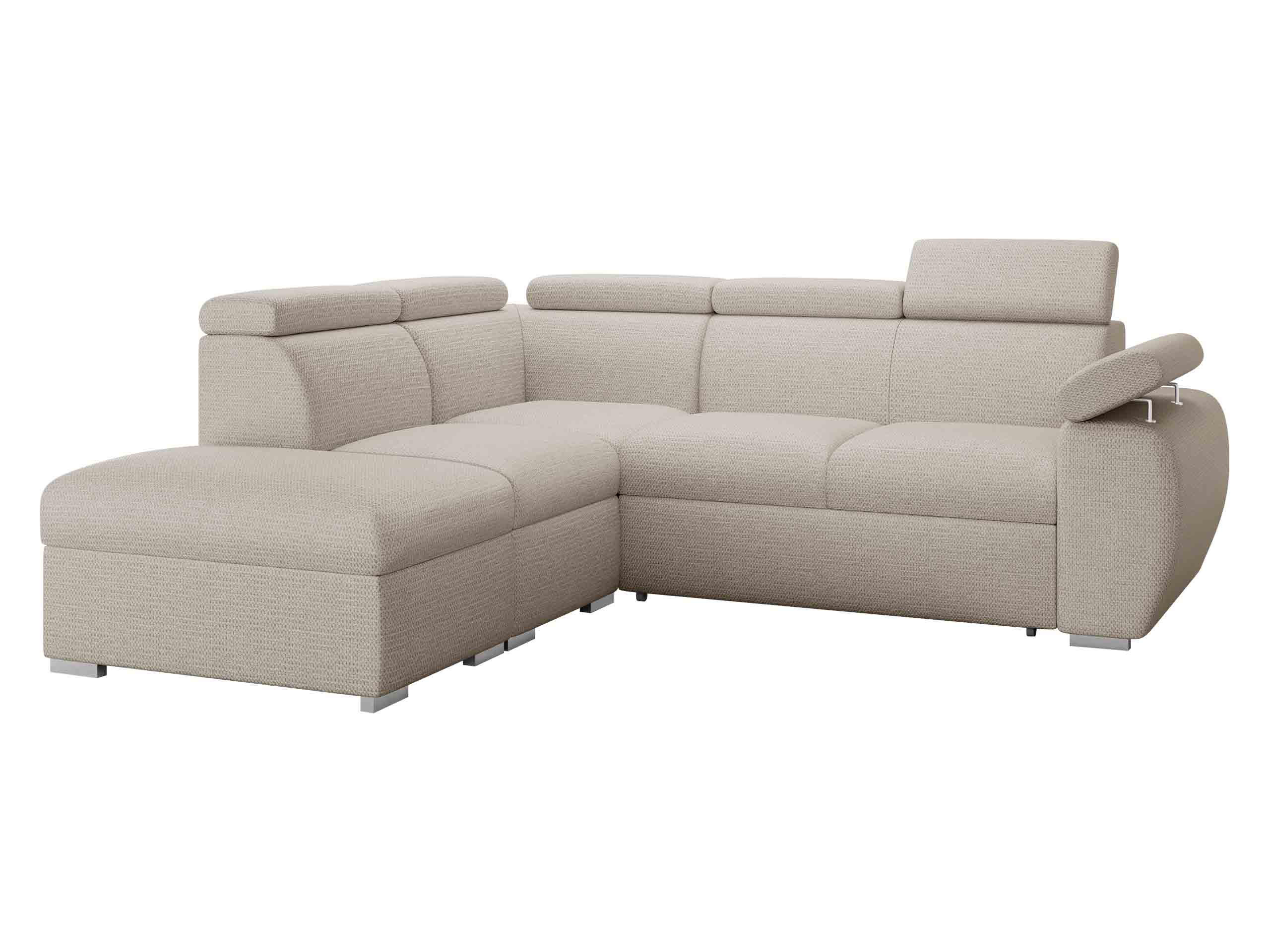 ECKSOFA Boston 2RR1P, Seite: Links PUFAP+R+1P(65)+2R - Silberfarben/Creme, Holz/Textil (260/230cm) - MIRJAN24