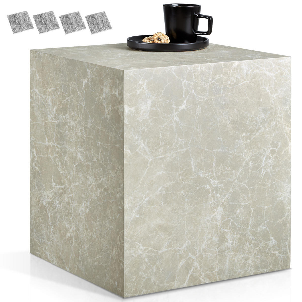 COUCHTISCH Lasley,45 x 45 x 50 cm,Travertin Optik - Beige, Holz (45/45/50cm) - tectake