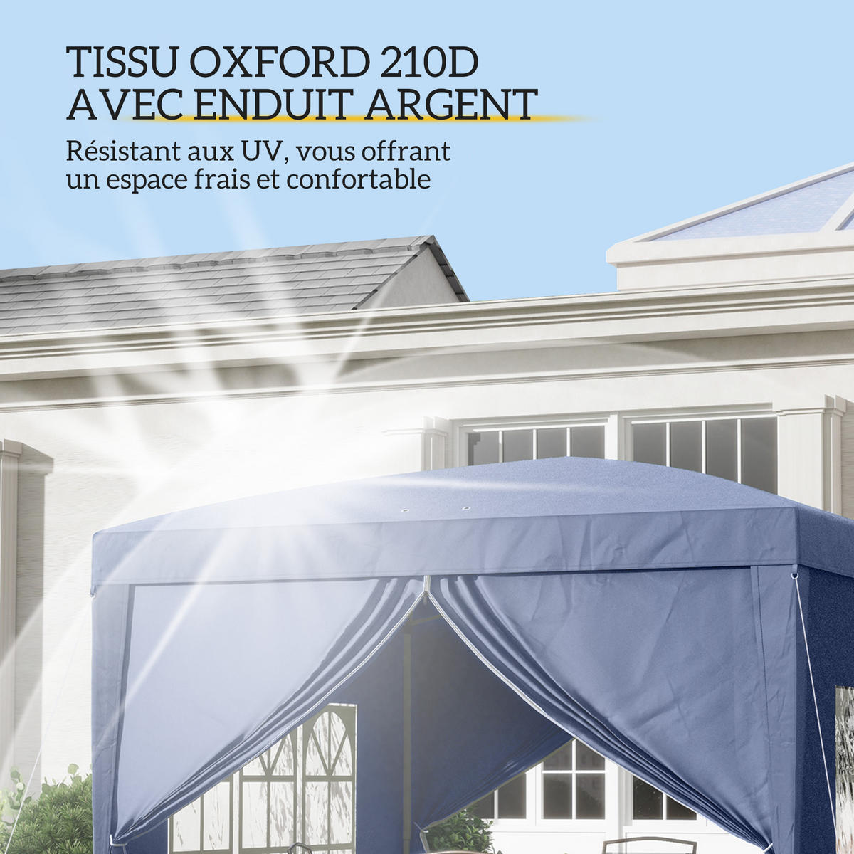 PAVILLON DE-13940 3/3 m mit Fenstern Blau - Blau, Textil (295/258/295cm) - ComfortXL