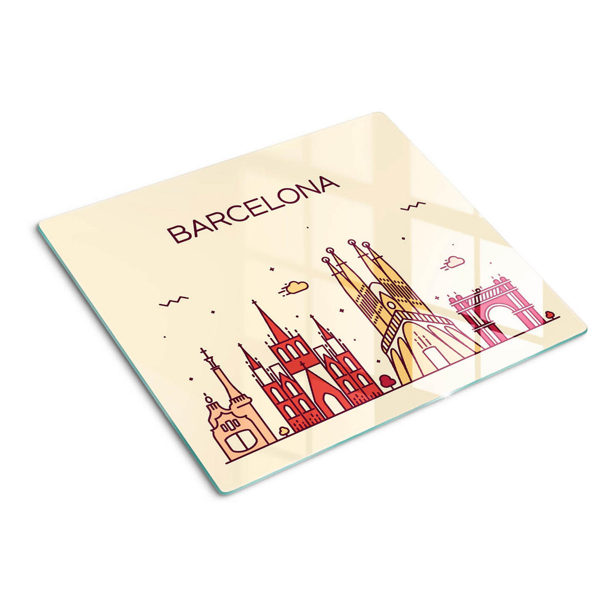 GLASPLATTE 60x52 cm Die Inschrift Barcelona - Multicolor, Glas (60/0.4/52cm) - TULUP