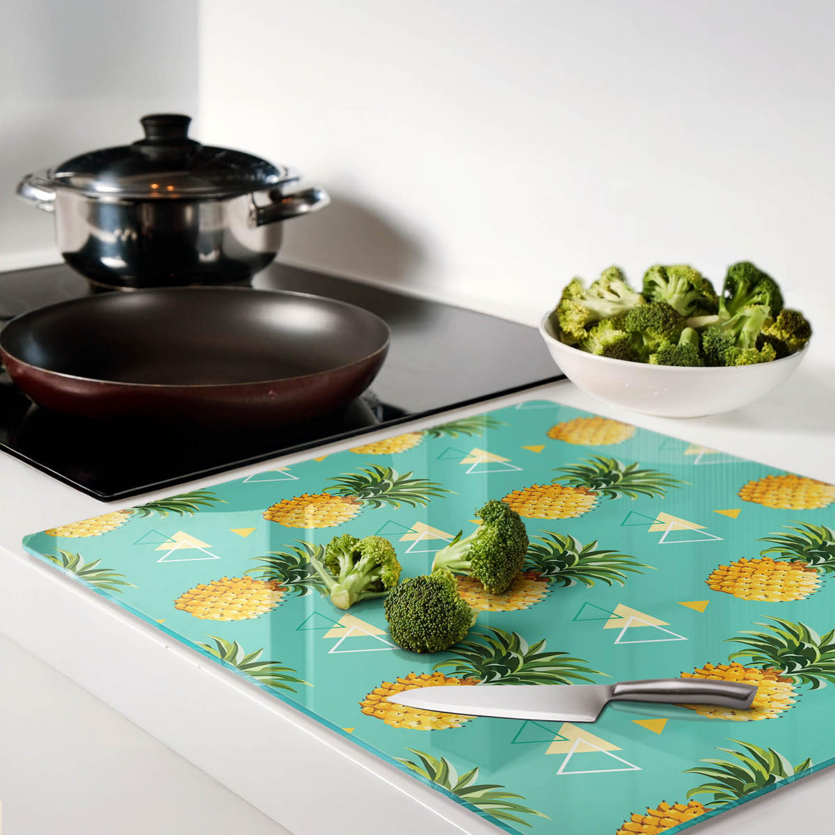 GLASPLATTE 60x52 cm Ananas - Gelb, Glas (60/0.4/52cm) - TULUP