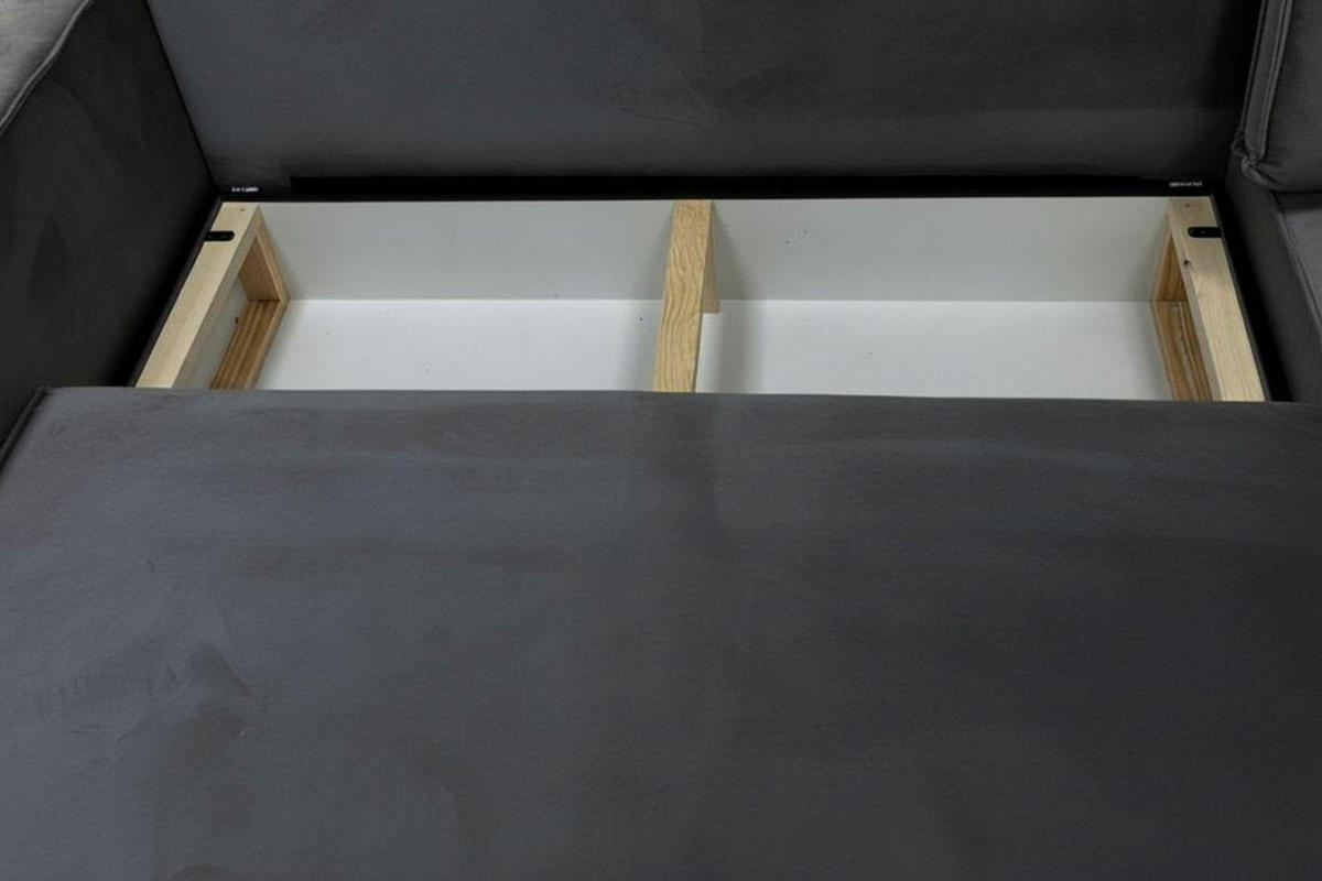 ECKSOFA RIO mit Schlaffunktion und Bettkasten, Farbe: Dunkelgrau, Velourstoff, Ottomane Universal - Dunkelgrau, Textil (249/142cm) - Marpur