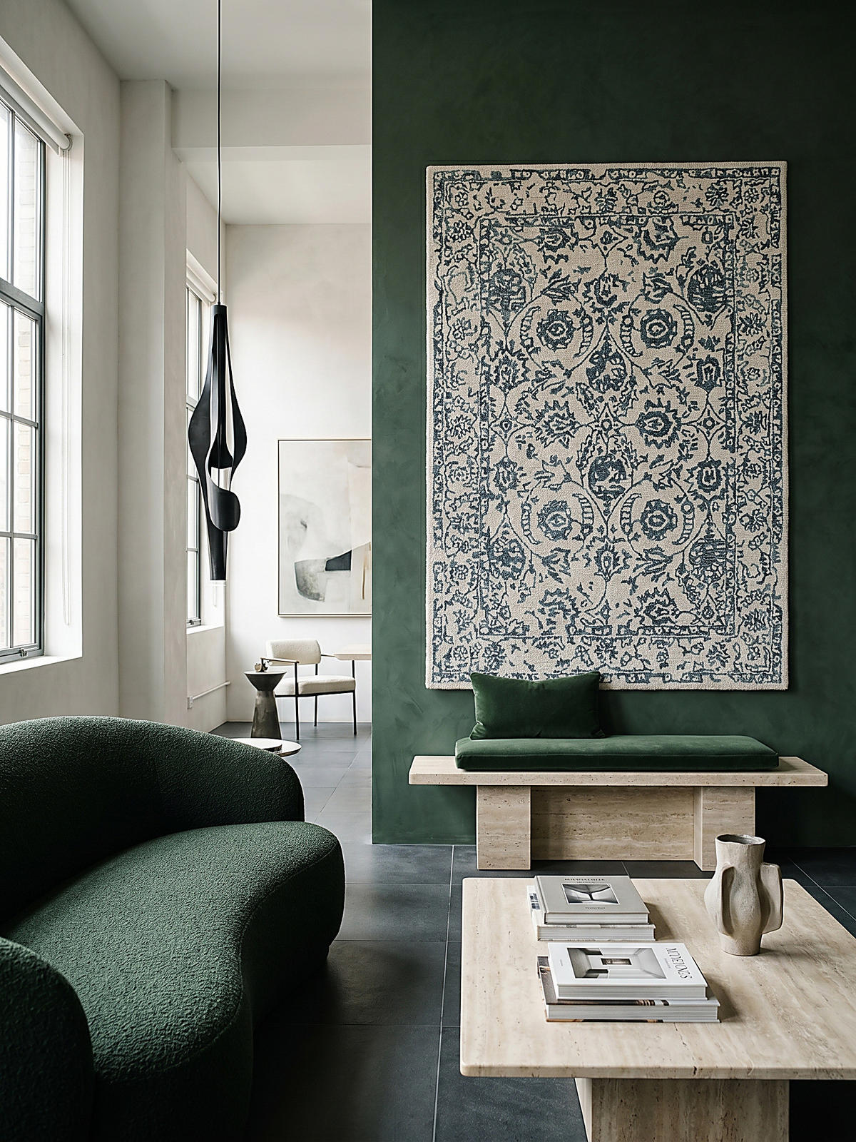 WOLLTEPPICH SOAR, im Vintage-Stil, Türkis-Beige, 160 x 230 cm - Blau, Textil (230/160cm) - KADIMA DESIGN