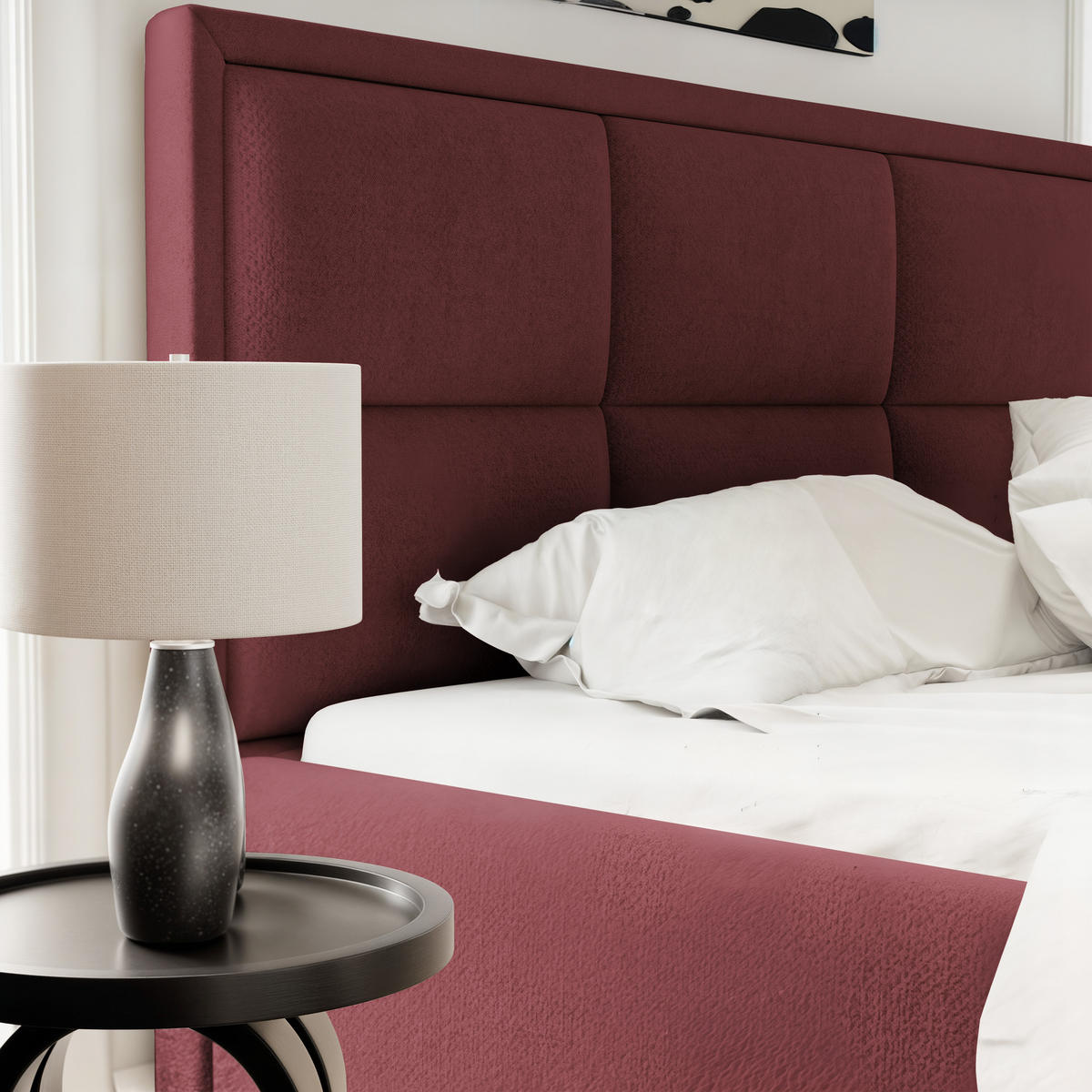 POLSTERBETT ELIN 160/200 cm Bettkasten, Bordeaux - Bordeaux, Textil/Metall (160/200cm) - Idohome