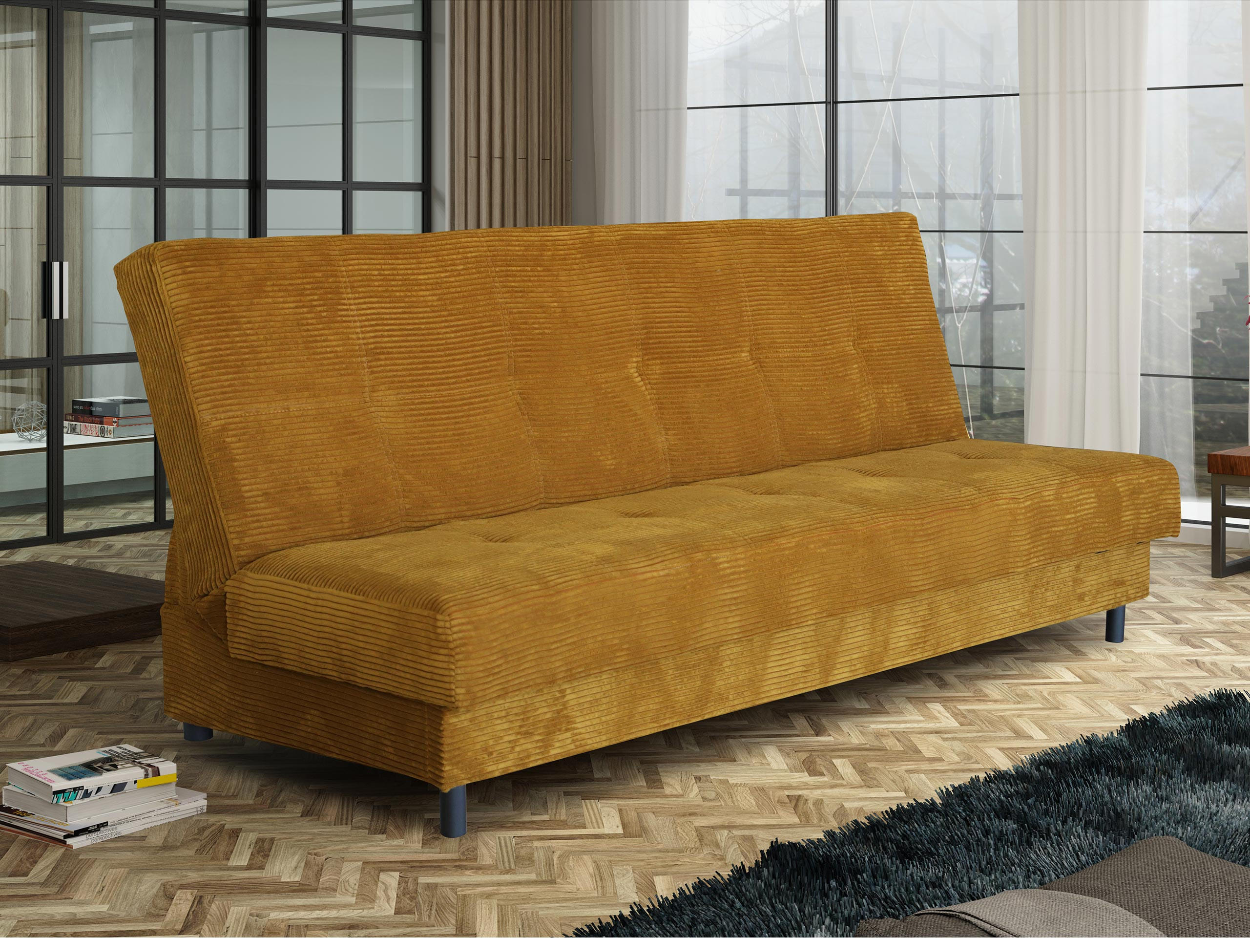 SCHLAFSOFA Enduro XIV Cord - Schwarz/Bronzefarben, Holz/Kunststoff (195/90/85cm) - MIRJAN24