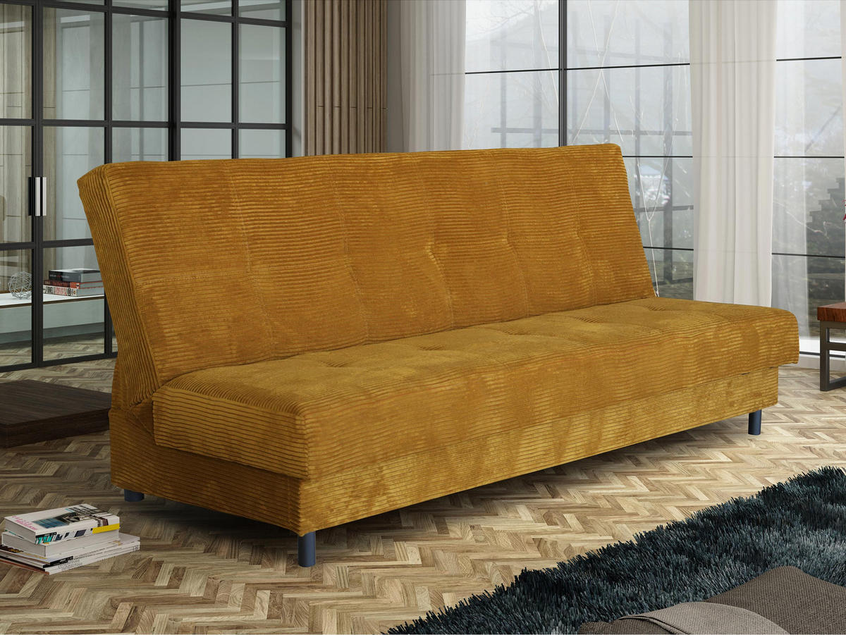 SCHLAFSOFA Enduro XIV Cord - Schwarz/Bronzefarben, Holz/Kunststoff (195/90/85cm) - MIRJAN24