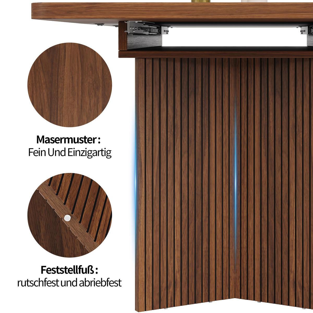 ESSTISCH 120-160/80/76.1 cm Braun mit vertikaler Riffel V-förmigen Tischbeinen - Braun, Holz/Holzwerkstoff (120/80/76.1cm) - Oxeza