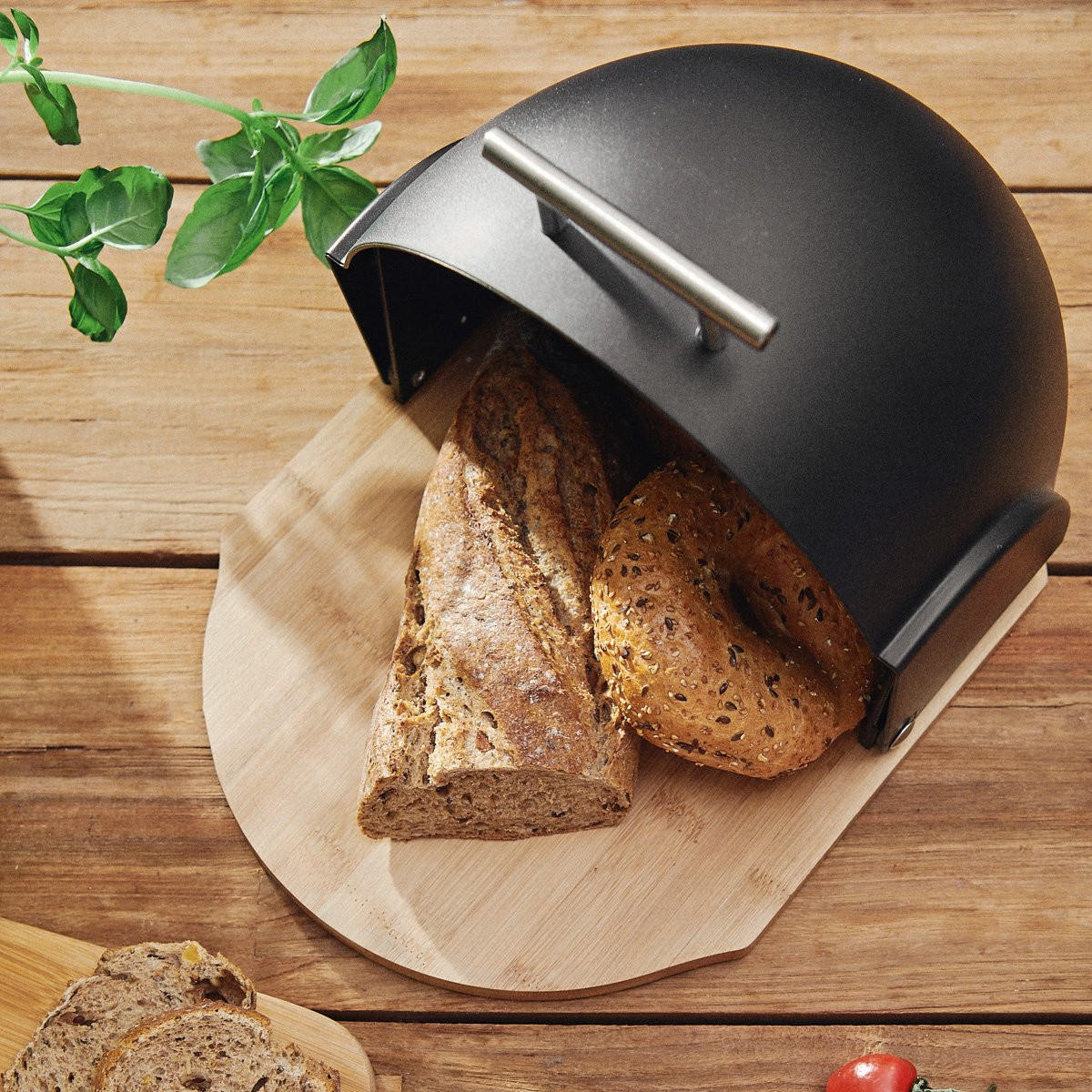 BROTKASTEN Darvin Schwarz 37/26/22 cm - Schwarz, Kunststoff (26/22/37cm) - Homla