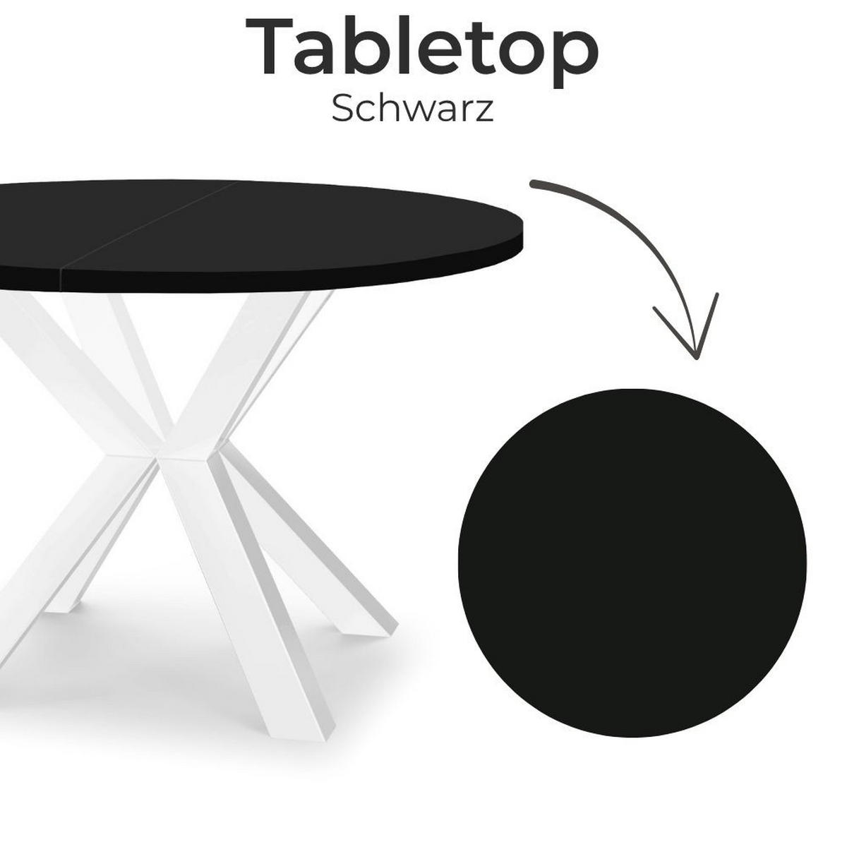 ESSTISCH RAL mit Holzbeinen, Durchmesser: 100 / 150 cm Schwarz / Weiß - Schwarz/Weiß, Holz (100/150/77cm) - Dekori_Interiors