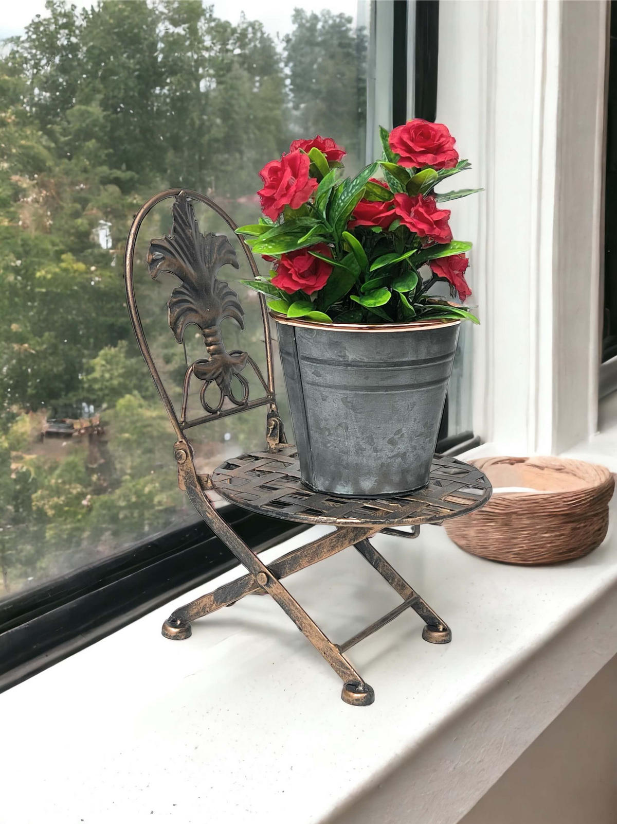 BLUMENHOCKER klappbar Metall Gold 20/22/32 cm - Braun, Metall (20/32/22cm) - DanDiBo