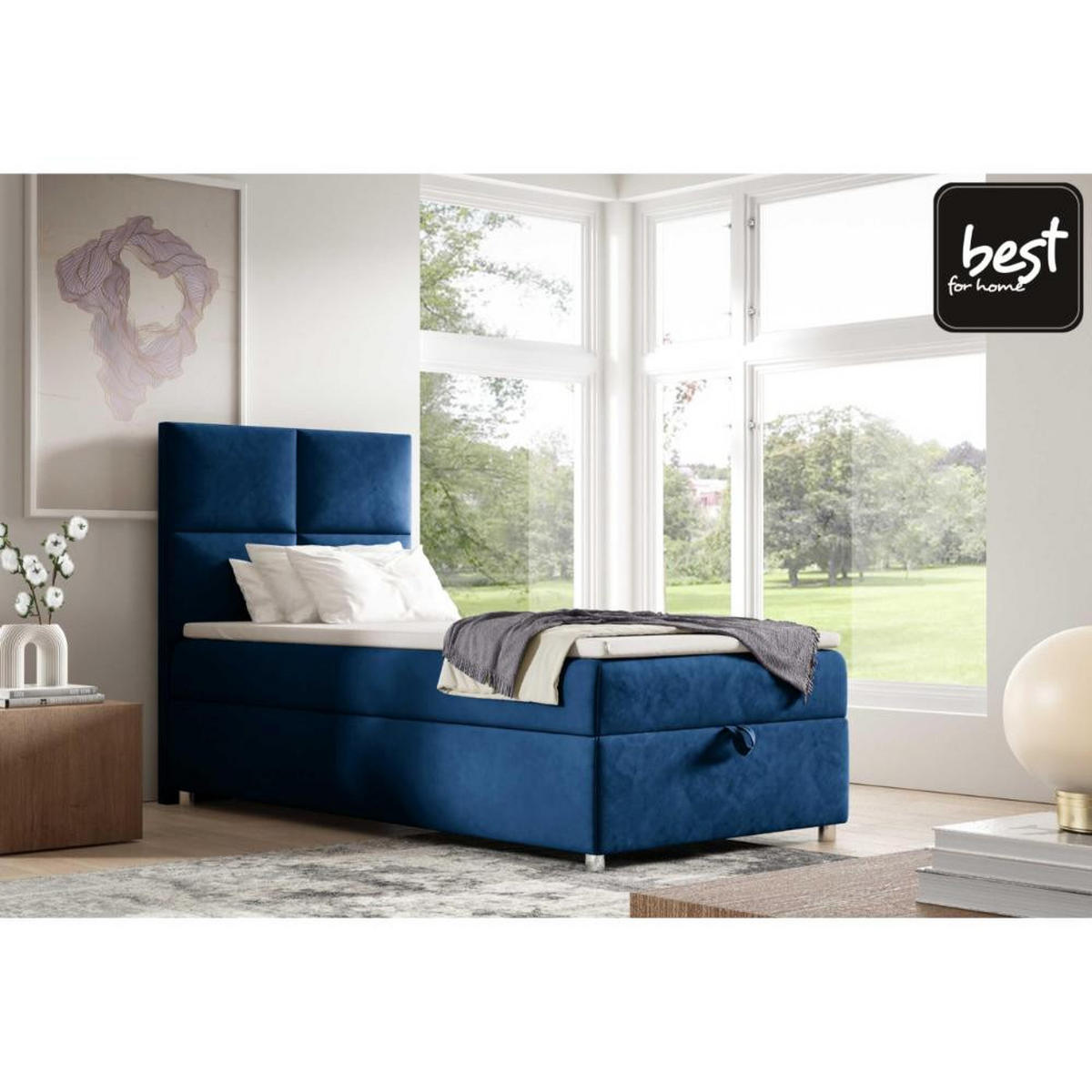 BOXBETT mit Bettkasten Trinity K2-SINGLE Bonellfederkern inkl - Blau, Holz/Holzwerkstoff (70/200cm) - Best For Home