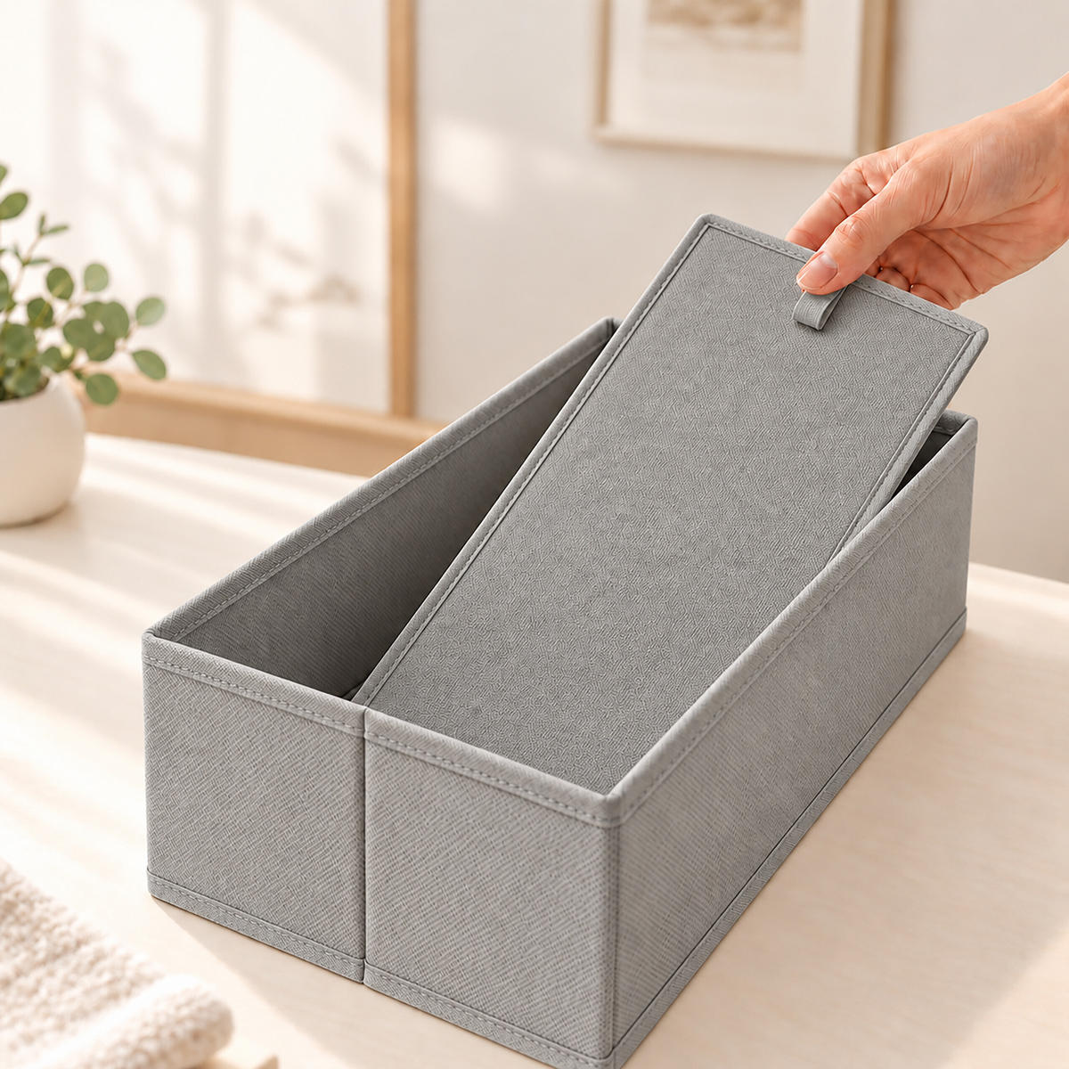 ORGANIZÉR Světle šedá 8dílná-sada - šedá, textil/papír (17/11/40cm) - Relaxdays