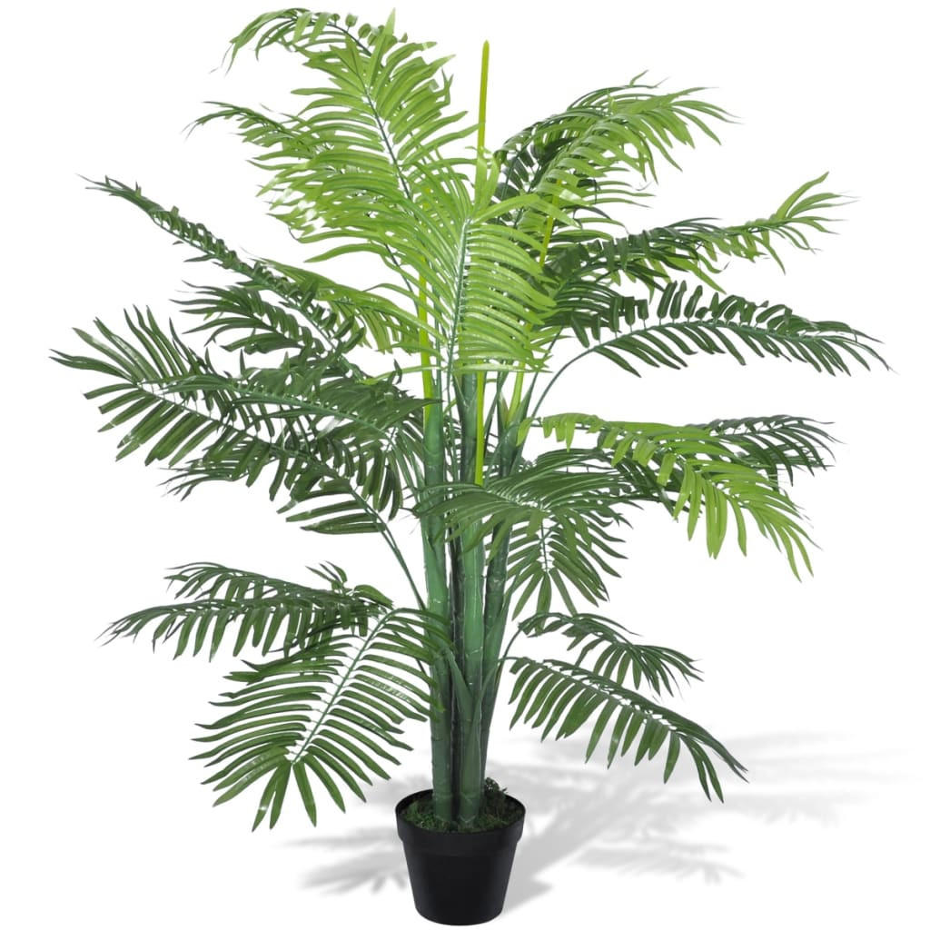 KÜNSTLICHE Phönix-Palme Mit Topf 130 Cm - Schwarz/Braun, Kunststoff (130cm) - vidaXL
