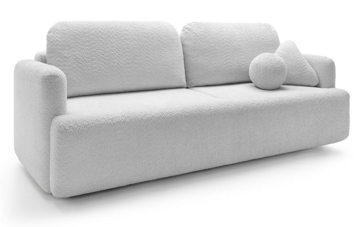SCHLAFSOFA Lambina Hellgrau Boucle - Hellgrau/Schwarz, Kunststoff/Textil (227/92/104cm) - Selsey