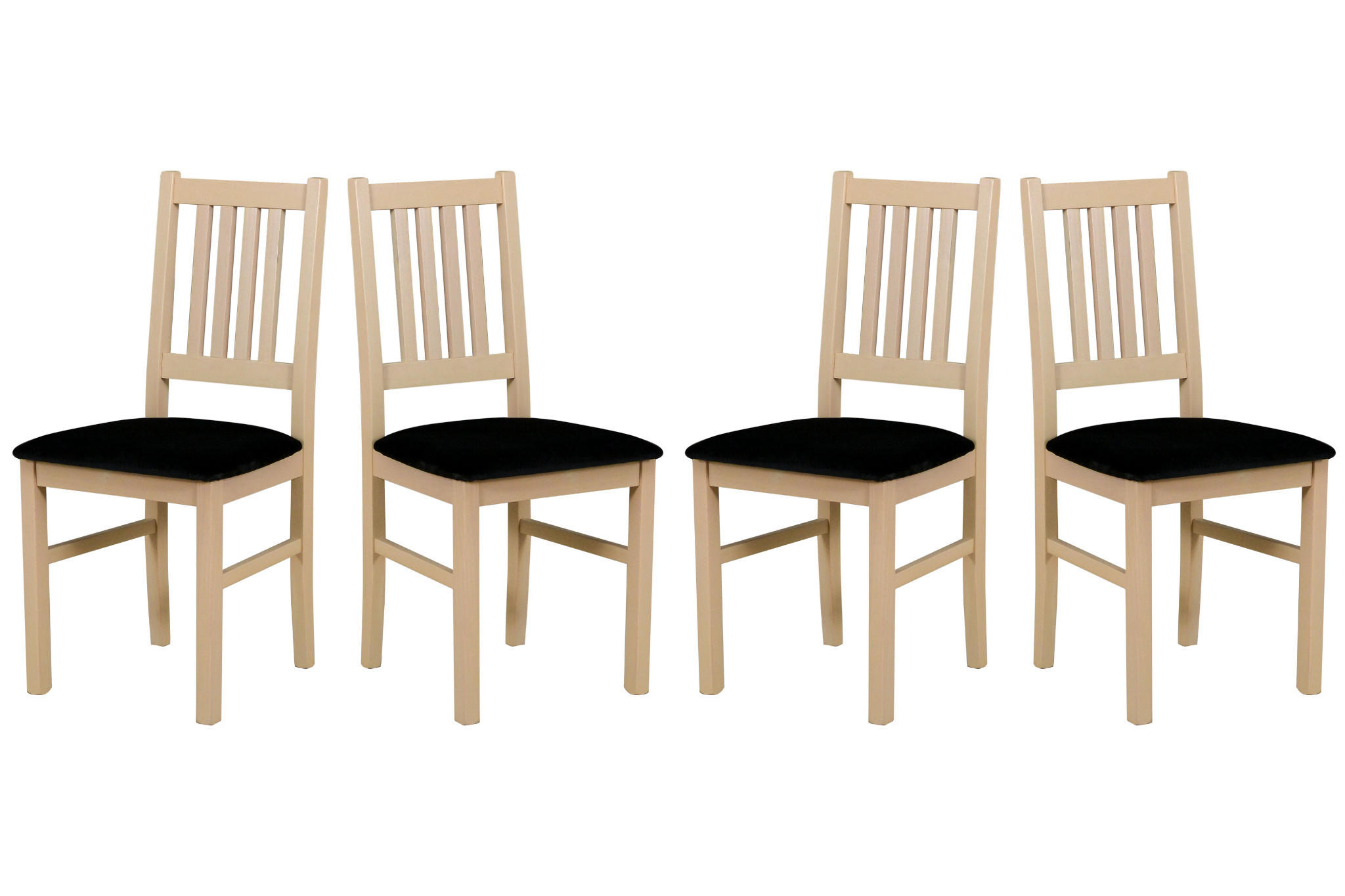 STUHL Bos 1 (4er Set) - Schwarz Hochglanz/Sonoma Eiche, Holz (43/94/40cm) - Leaf Design