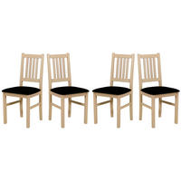STUHL Bos 1 (4er Set) - Schwarz Hochglanz/Sonoma Eiche, Holz (43/94/40cm) - Leaf Design