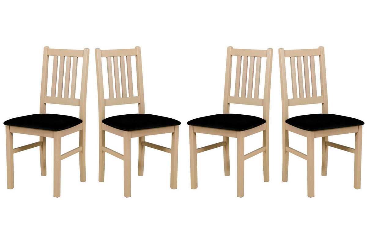 STUHL Bos 1 (4er Set) - Schwarz Hochglanz/Sonoma Eiche, Holz (43/94/40cm) - Leaf Design