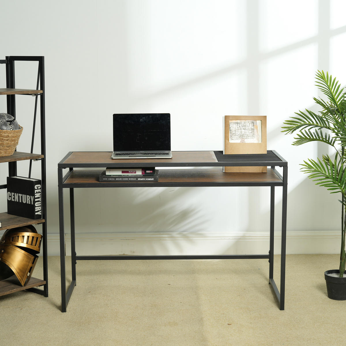 COMPUTERTISCH braun - Braun, Metall (110/47/74cm) - Urban Meuble