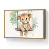 NACHTTISCHLAMPE MIT AKKU Löwe - Tier - Kinder - Dschungel 60x40 cm - Weiß, Holzwerkstoff (8/60/40cm) - OnlyWow