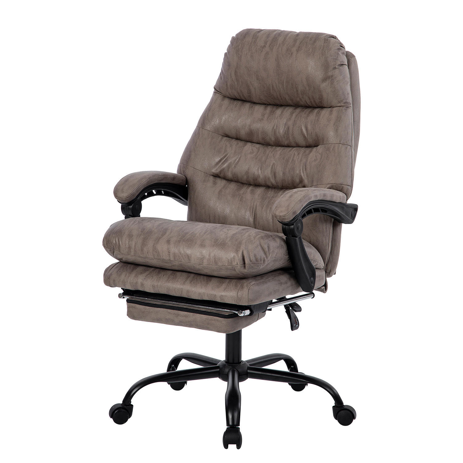 BÜRODREHSTUHL - Antiklederlook - Microfaser / Stahl - Grau, Kunststoff/Metall (64/122/72cm) - home24