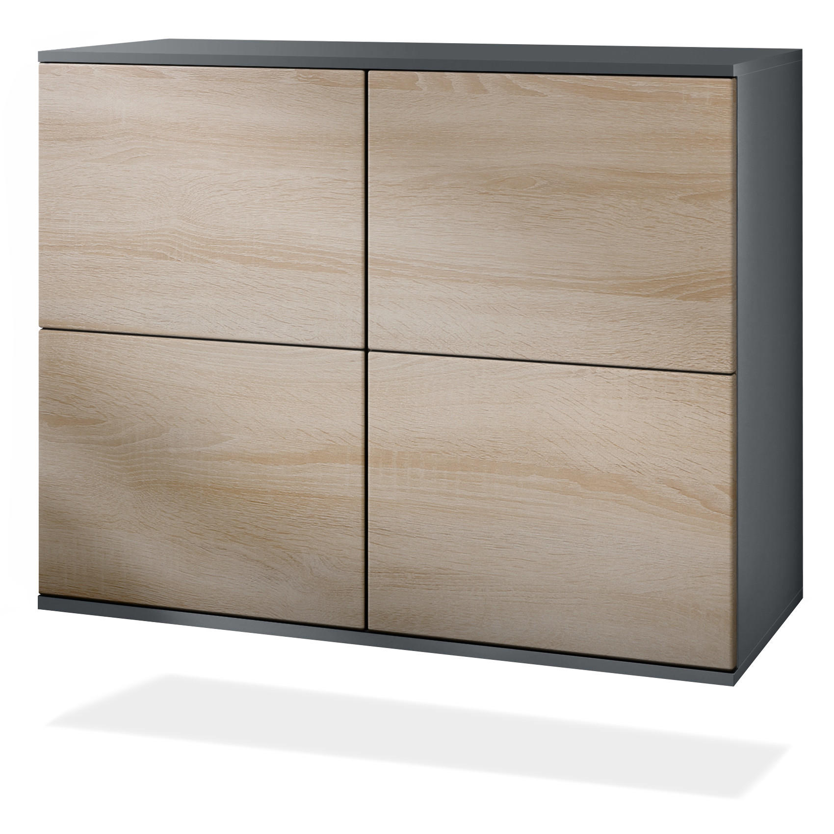 KOMMODE Rova Eiche sägerau - Eiche San Remo, Holzwerkstoff (92.5/73.5/35cm) - Vladon