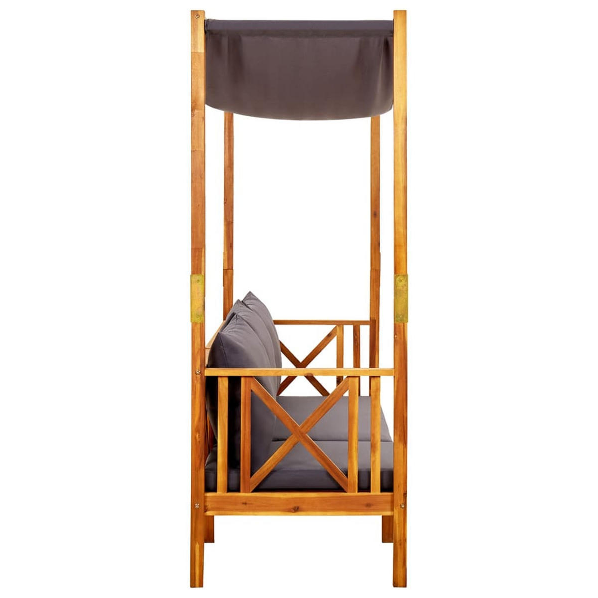 GARTENBANK mit Sonnendach Massivholz Akazie - Grau, Holz (179/180/66cm) - furnicato