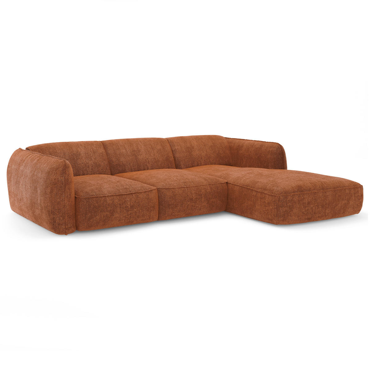 ECKSOFA RECHTS Rastervelours Terracotta 272cm - Terra cotta, Textil (272/165cm) - Sia Home