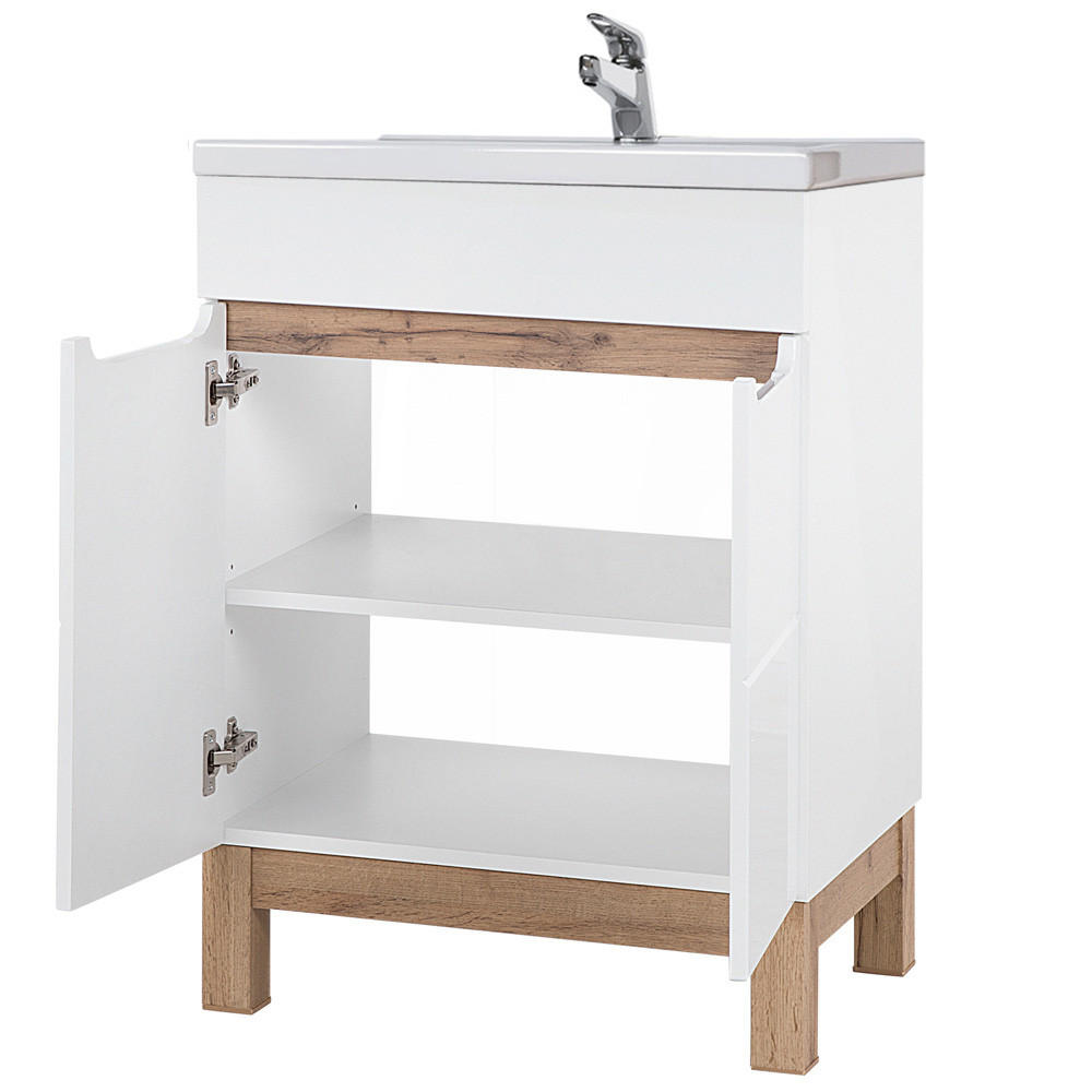 WASCHTISCH Solna-56 - Weiß, Holzwerkstoff (61/85/46cm) - Lomado