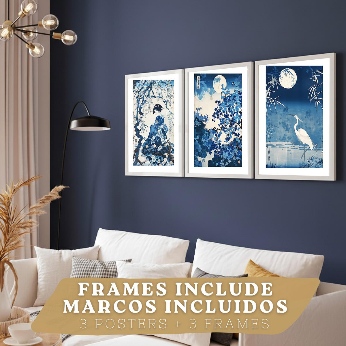 PLAKAT Sada 3 Japonsko A4 Bílý rám - bílá, papír (29.7/1/21cm) - Nacnic